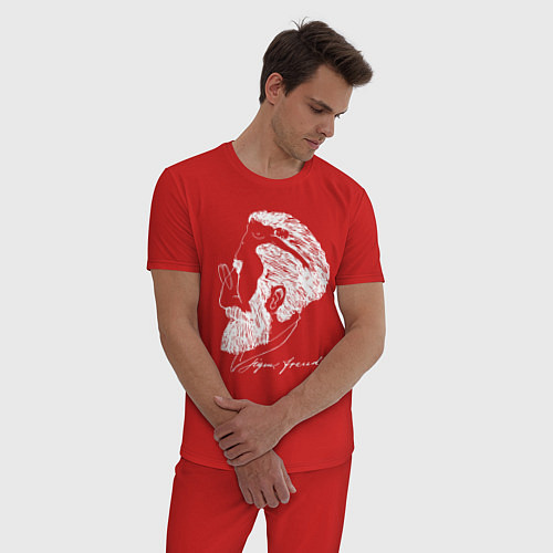 Мужская пижама Портрет Зигмунда Фрейда - иллюзия / Красный – фото 3