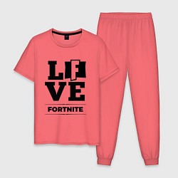 Пижама хлопковая мужская Fortnite love classic, цвет: коралловый