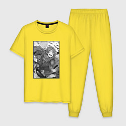 Пижама хлопковая мужская Опасный Кэяру, цвет: желтый
