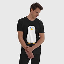 Пижама хлопковая мужская Красивый пингвин, цвет: черный — фото 2