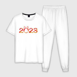 Пижама хлопковая мужская 2023 - Год кролика, цвет: белый