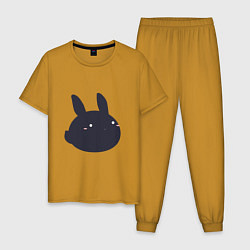 Пижама хлопковая мужская Черный кролик - минимализм, цвет: горчичный