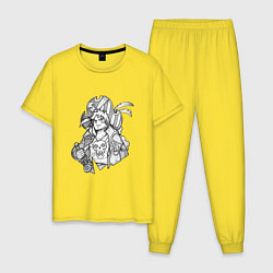 Пижама хлопковая мужская Король пиратов - Манки Д Луффи, цвет: желтый