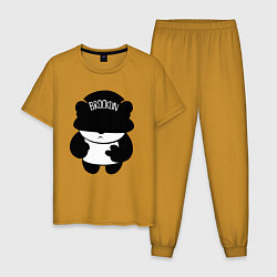Пижама хлопковая мужская Борзый пандёныш из Бруклина, цвет: горчичный