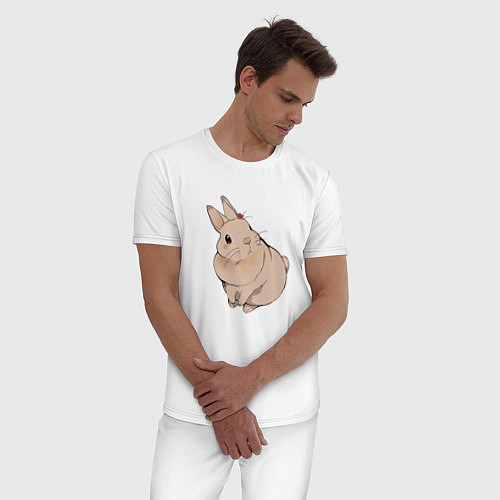 Мужская пижама Милый кролик гуашью / Белый – фото 3