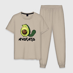 Пижама хлопковая мужская Avocado - AvoCATo - Joke, цвет: миндальный