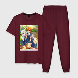 Пижама хлопковая мужская Тисато c Канон и Кэкэ - Живая любовь Суперзвезда, цвет: меланж-бордовый