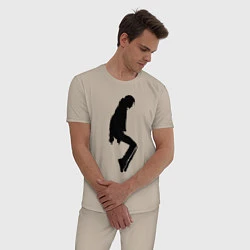Пижама хлопковая мужская Силуэт Майкла Джексона - Minimalism, цвет: миндальный — фото 2