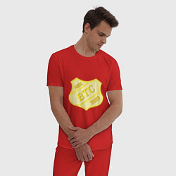 Пижама хлопковая мужская Bitcoin 2023, цвет: красный — фото 2