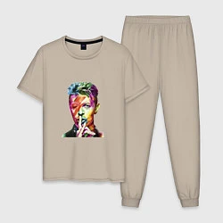 Пижама хлопковая мужская David Bowie singer, цвет: миндальный