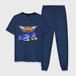 Пижама хлопковая мужская Team Sonic racing - hedgehog, цвет: тёмно-синий