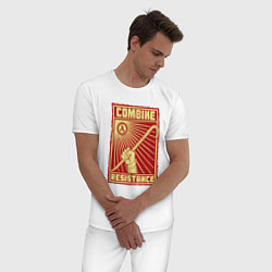 Пижама хлопковая мужская Сопротивление комбайнам, цвет: белый — фото 2