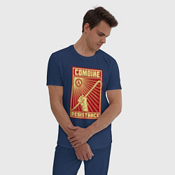 Пижама хлопковая мужская Сопротивление комбайнам, цвет: тёмно-синий — фото 2