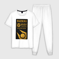 Пижама хлопковая мужская Контроль заражения, цвет: белый