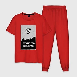 Пижама хлопковая мужская Хочу верить в HL3, цвет: красный