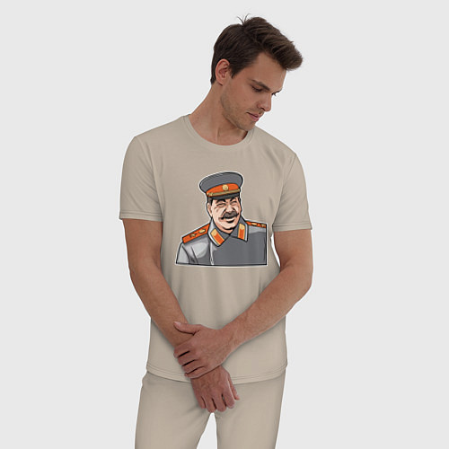 Мужская пижама Товарищ Сталин смеётся / Миндальный – фото 3