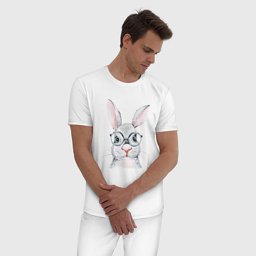 Мужская пижама Серый кролик / Белый – фото 3