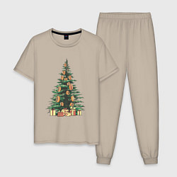 Мужская пижама Новогодняя елка с хот-догами