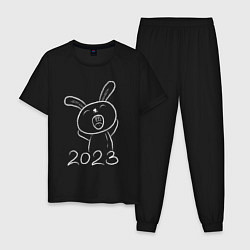 Пижама хлопковая мужская Кричащий кролик, цвет: черный