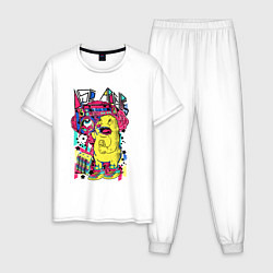 Пижама хлопковая мужская Ретро диско апокалипсис, цвет: белый