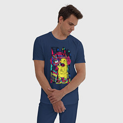 Пижама хлопковая мужская Ретро диско апокалипсис, цвет: тёмно-синий — фото 2