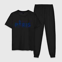 Пижама хлопковая мужская PSG Мбаппе, цвет: черный