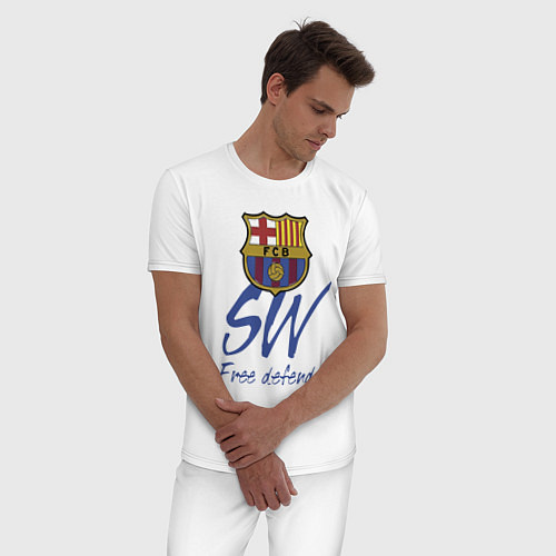 Мужская пижама Barcelona - Spain - sweeper / Белый – фото 3