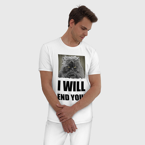 Мужская пижама I will end you - joke / Белый – фото 3