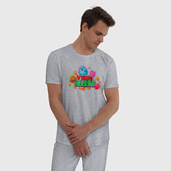 Пижама хлопковая мужская Virus Alert, цвет: меланж — фото 2