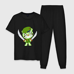 Пижама хлопковая мужская Angry Flippy, цвет: черный