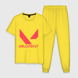 Пижама хлопковая мужская Valorant - logo, цвет: желтый