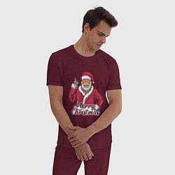 Пижама хлопковая мужская Christmas Santa, цвет: меланж-бордовый — фото 2