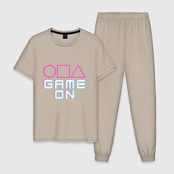 Пижама хлопковая мужская Game on, цвет: миндальный