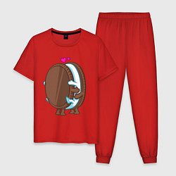 Пижама хлопковая мужская Сладкий тройничок, цвет: красный