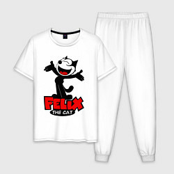 Пижама хлопковая мужская Happy Cat Felix, цвет: белый