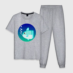 Пижама хлопковая мужская Луна-рыба, цвет: меланж