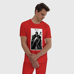 Пижама хлопковая мужская Берсерк аниме Гатс черный мечник, цвет: красный — фото 2