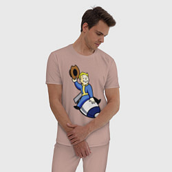 Пижама хлопковая мужская Vault boy - bomb rider, цвет: пыльно-розовый — фото 2