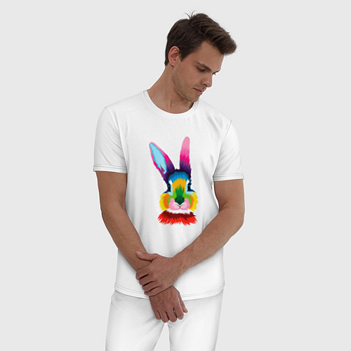 Мужская пижама Поп-арт кролик / Белый – фото 3