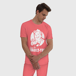Пижама хлопковая мужская Vault boy - join the vault tec, цвет: коралловый — фото 2