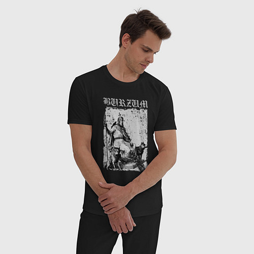 Мужская пижама Burzum скандинавский бог Один с волками и вороном / Черный – фото 3