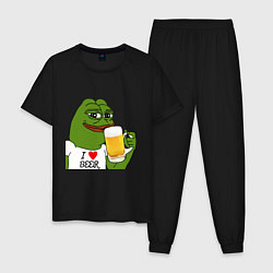 Пижама хлопковая мужская Drink Pepe, цвет: черный