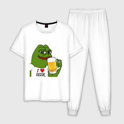 Пижама хлопковая мужская Drink Pepe, цвет: белый