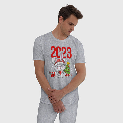 Мужская пижама Зайчик с елочкой 2023 / Меланж – фото 3