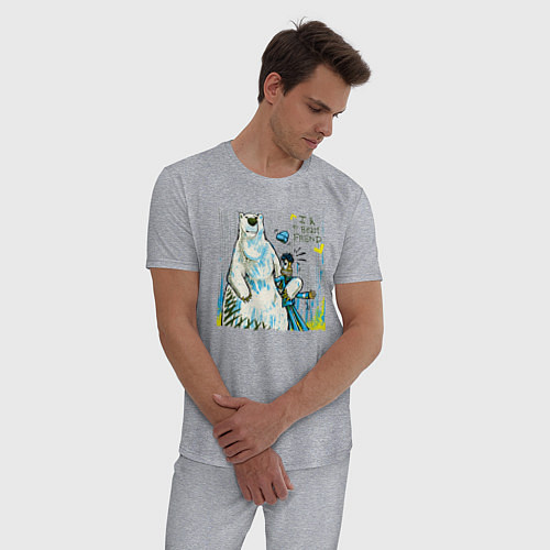 Мужская пижама Медведь в обнимку с матросом / Меланж – фото 3