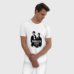Пижама хлопковая мужская Sherlock 221B, цвет: белый — фото 2