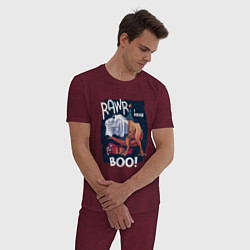 Пижама хлопковая мужская Rawr boo, цвет: меланж-бордовый — фото 2