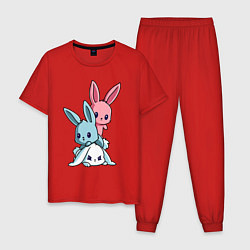 Пижама хлопковая мужская Три зайчика, цвет: красный