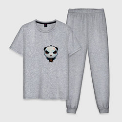 Пижама хлопковая мужская Хмурый панда, цвет: меланж