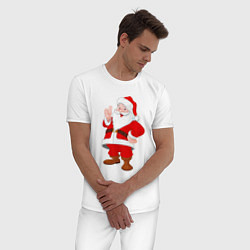 Пижама хлопковая мужская Радостный Санта Клаус, цвет: белый — фото 2